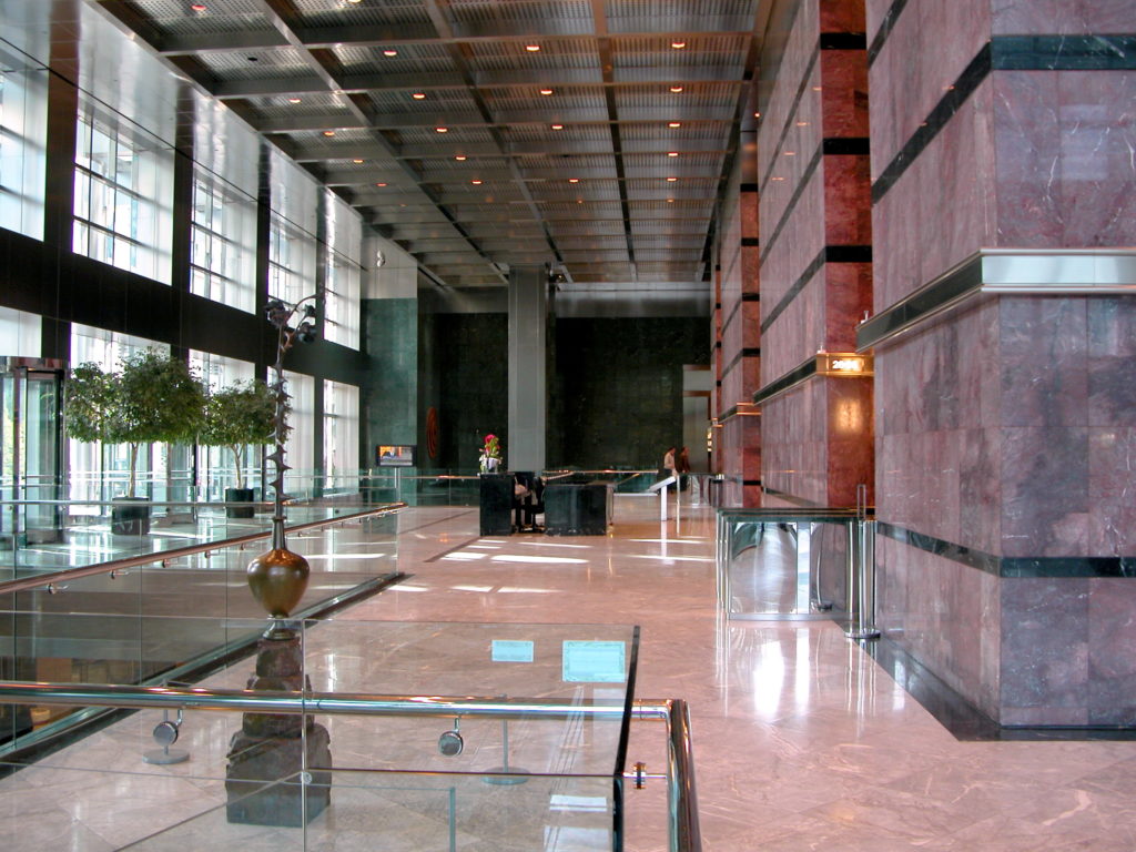 Rosso Rubino Marble Hall World Financial Canary Warf